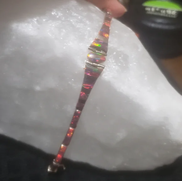 Mexico Sterling Silver Handcrafted Brown Opal Bracelet - Picture 9 of 13